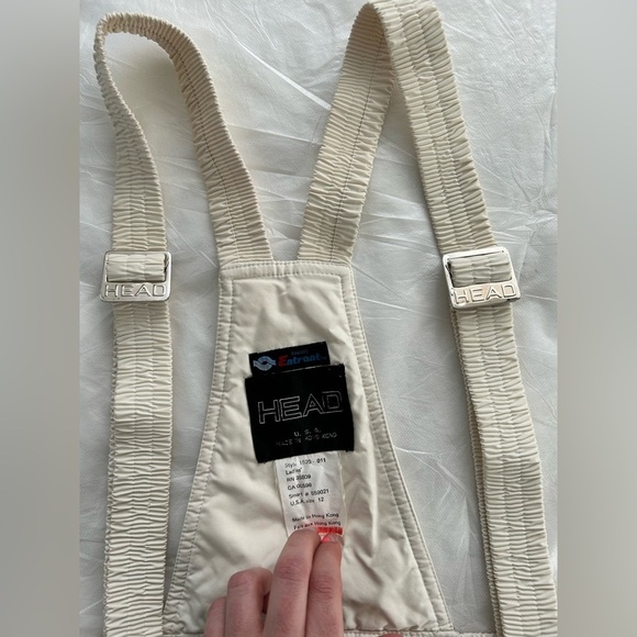 Vintage HEAD Overall White Snow pants Snowboarding Skiing Pants Womens size 12 - Picture 6 of 11